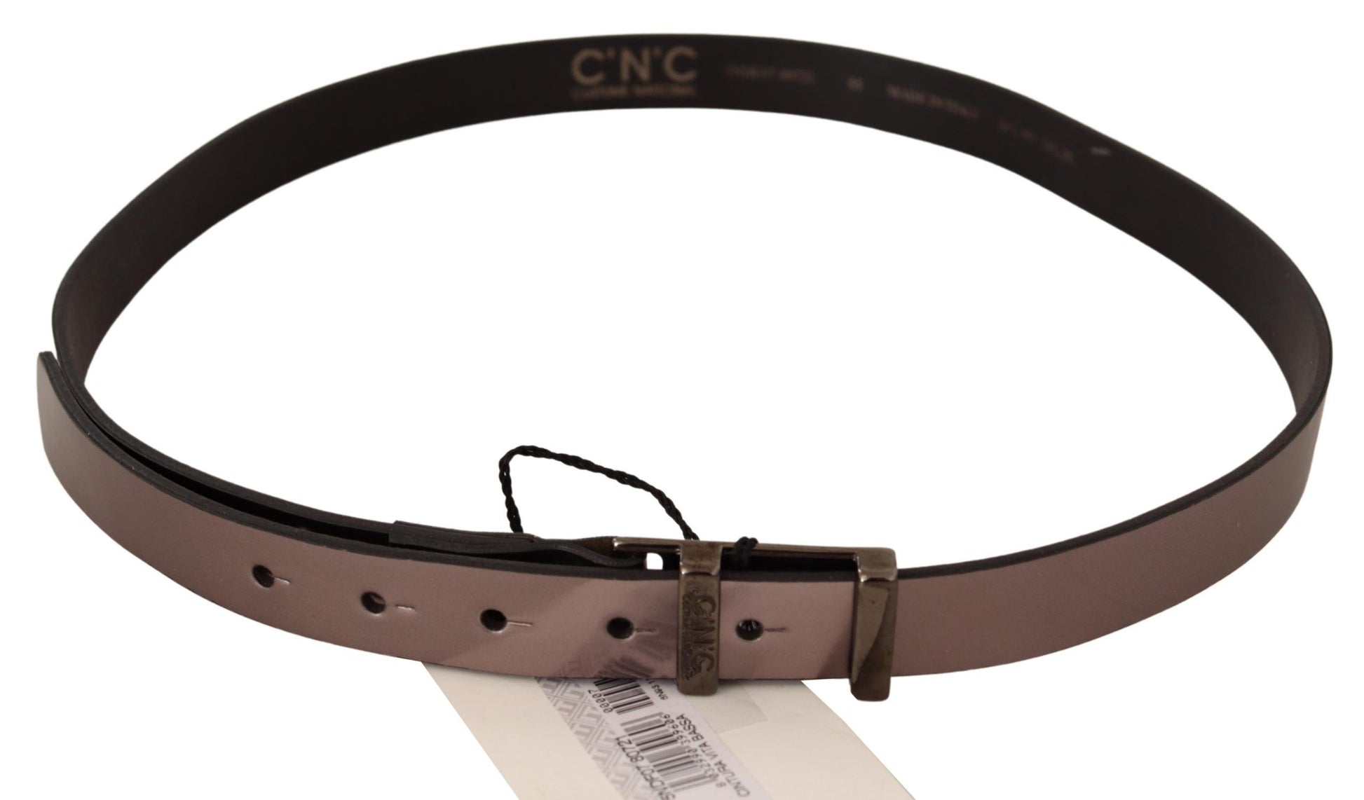 Costume National Chic Pink Metallic Leather Belt with Bronze Buckle - ACCEXO