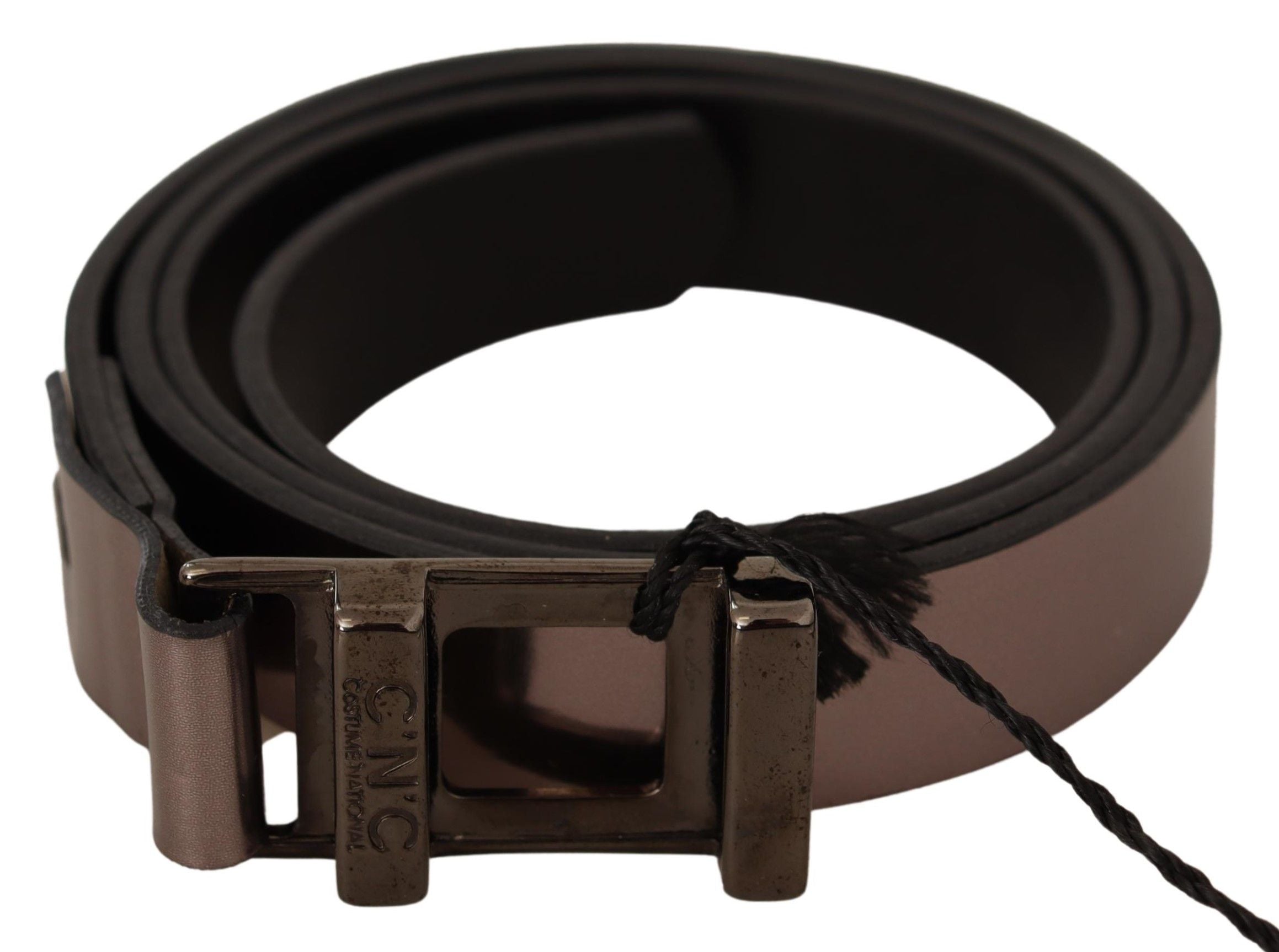 Costume National Chic Pink Metallic Leather Belt with Bronze Buckle - ACCEXO