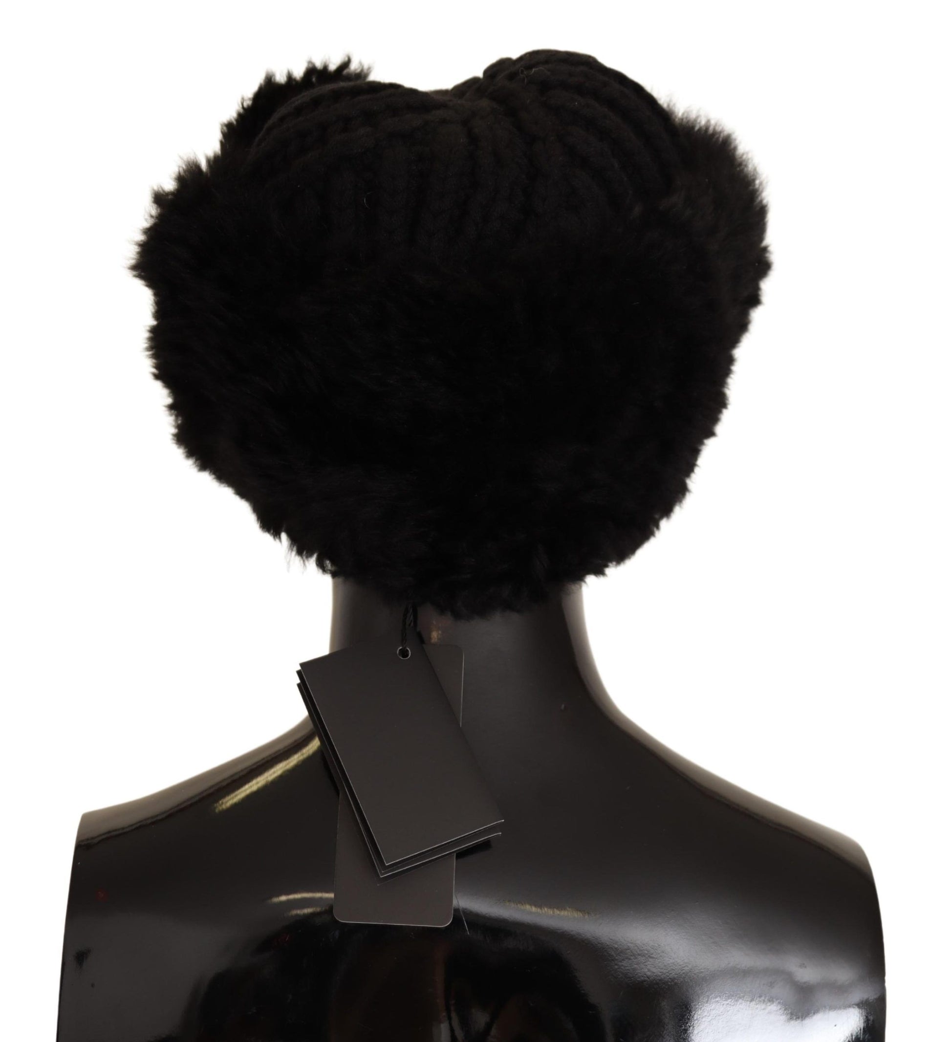 Dolce & Gabbana Elegant Black Cashmere Alpaca Fur Beanie - ACCEXO