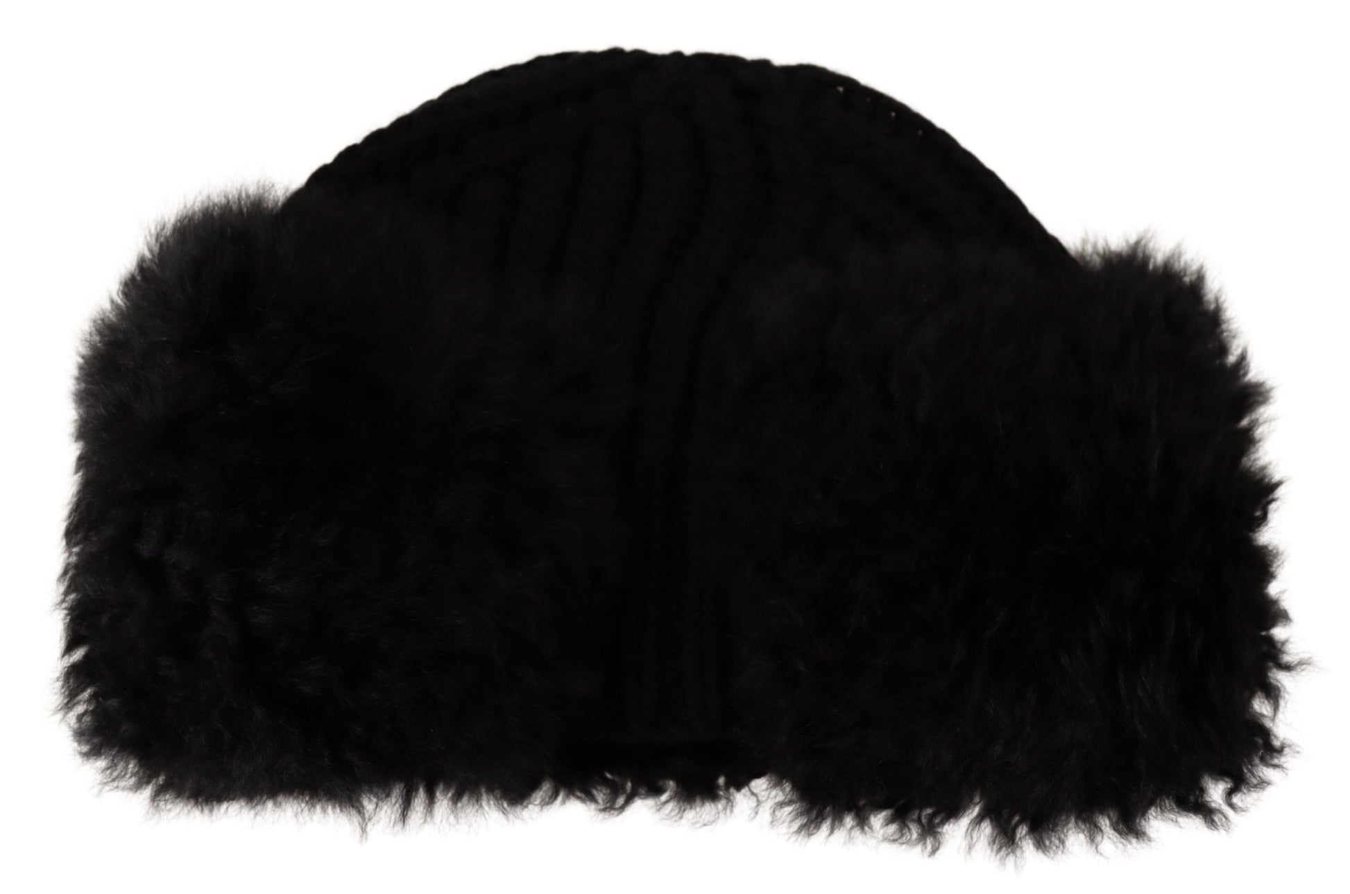 Dolce & Gabbana Elegant Black Cashmere Alpaca Fur Beanie - ACCEXO