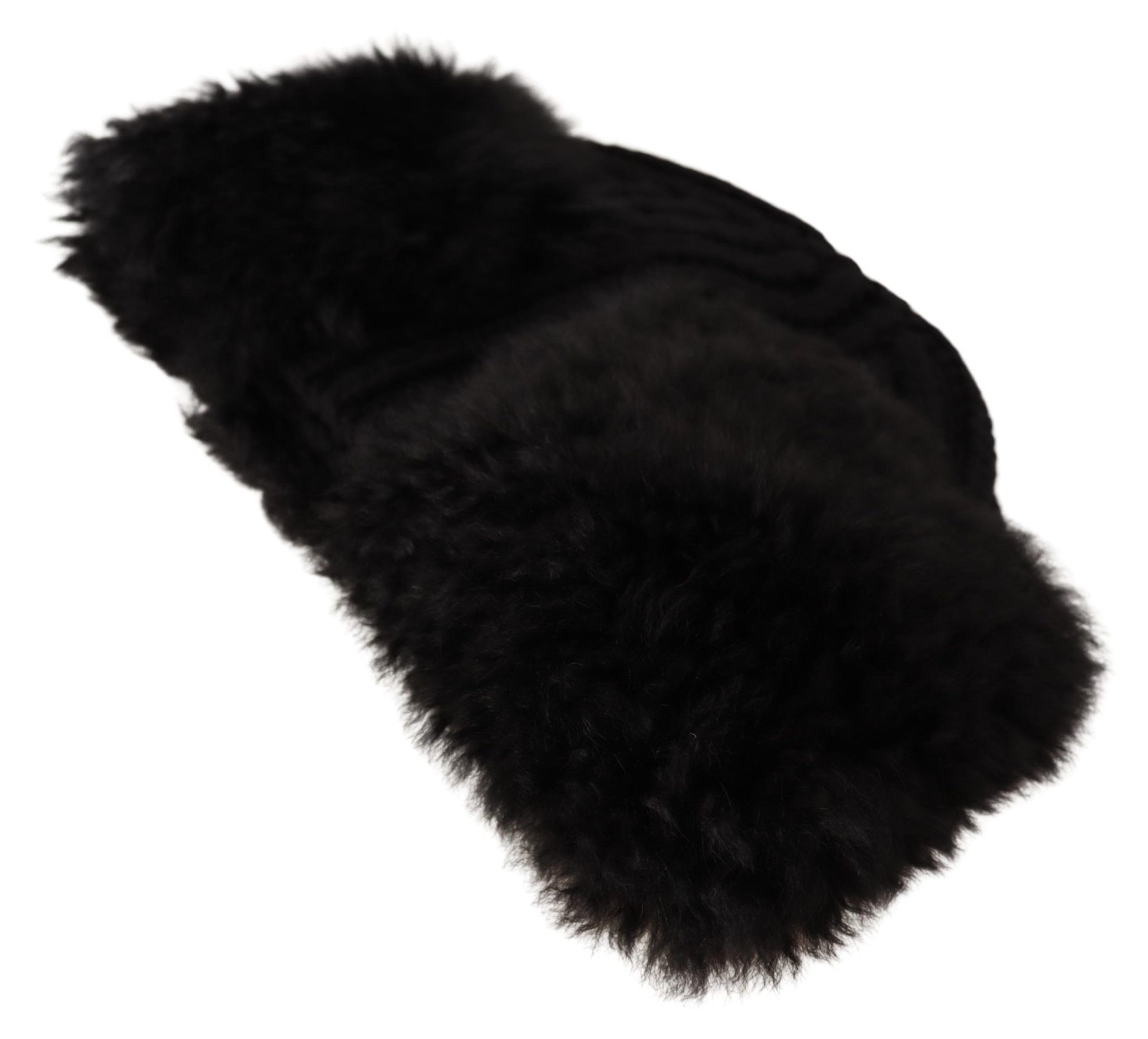 Dolce & Gabbana Elegant Black Cashmere Alpaca Fur Beanie - ACCEXO
