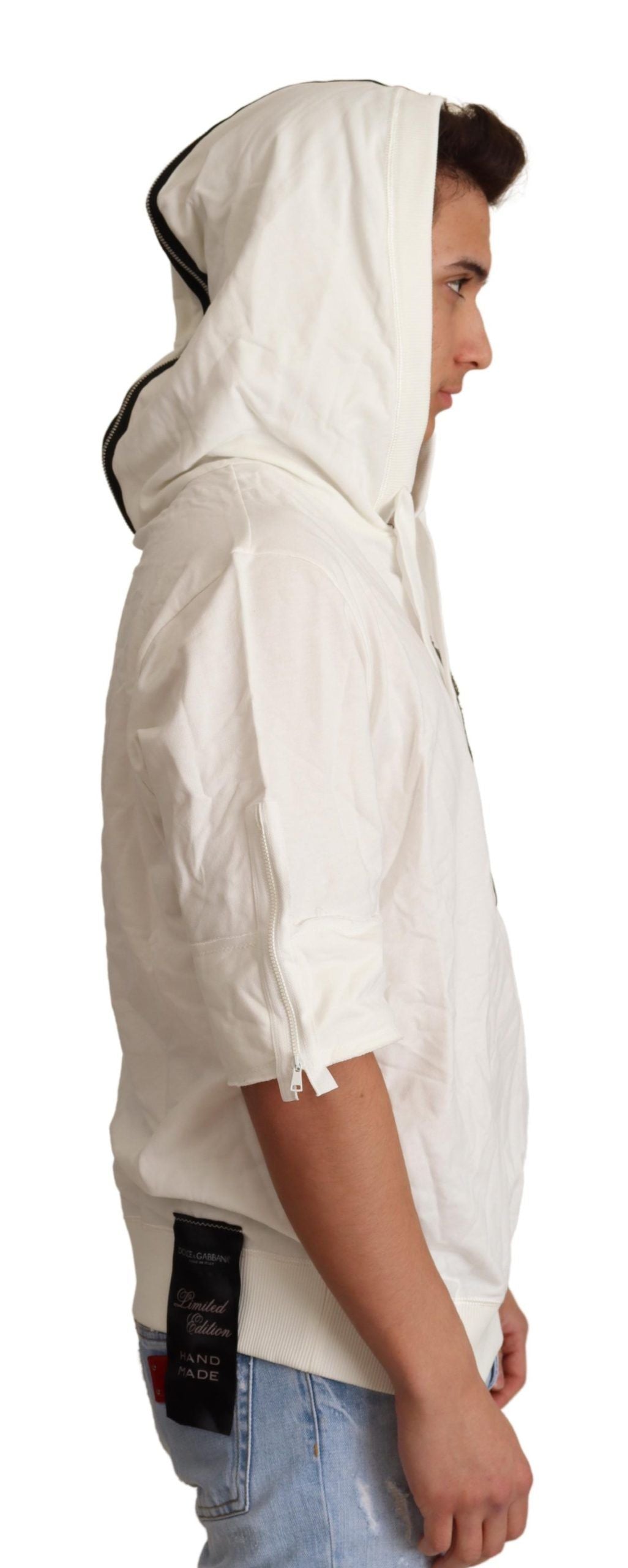 Dolce & Gabbana Exquisite Off-White Cotton Hooded Sweater - ACCEXO