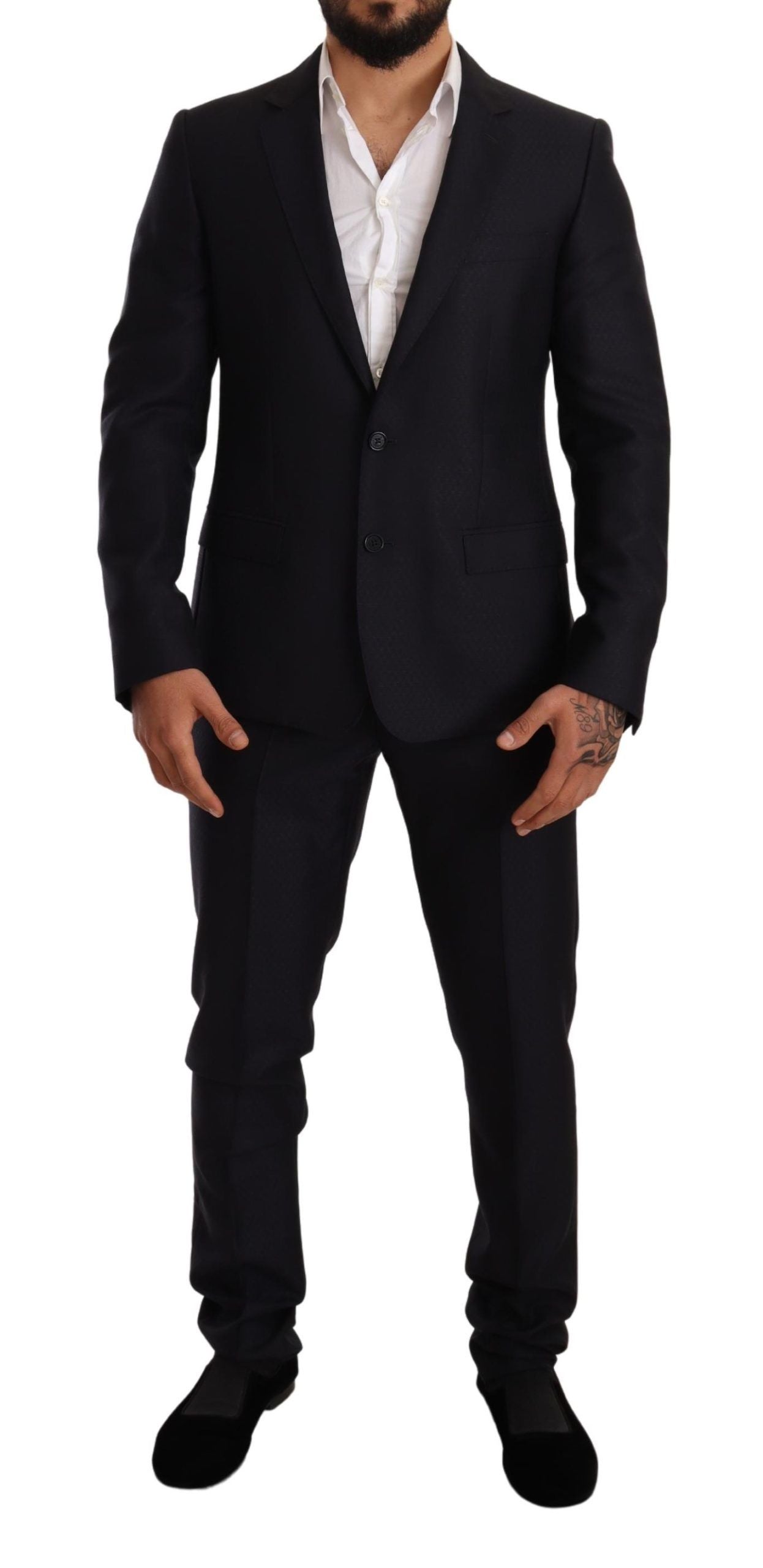 Dolce & Gabbana Elegant Slim Fit Jacquard Suit in Blue - ACCEXO