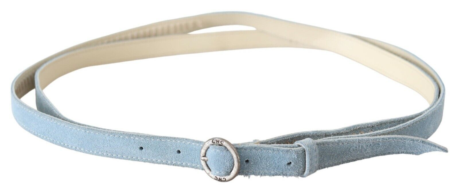 Costume National Chic Sky Blue Leather Belt - Buckle Up in Style - ACCEXO