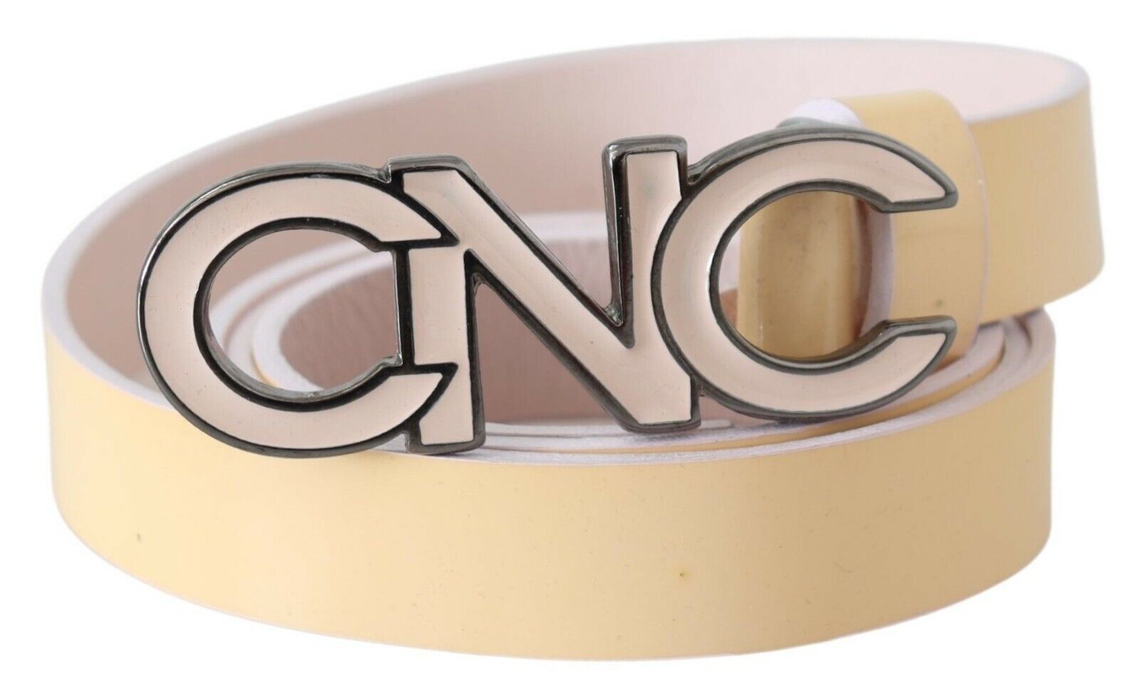 Costume National Chic Beige Logo Leather Belt - ACCEXO