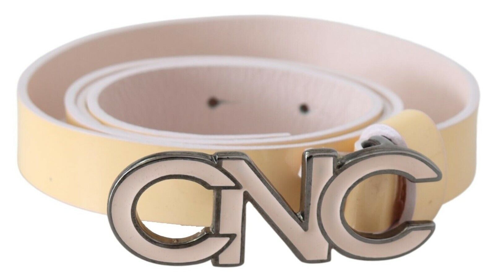Costume National Chic Beige Logo Leather Belt - ACCEXO
