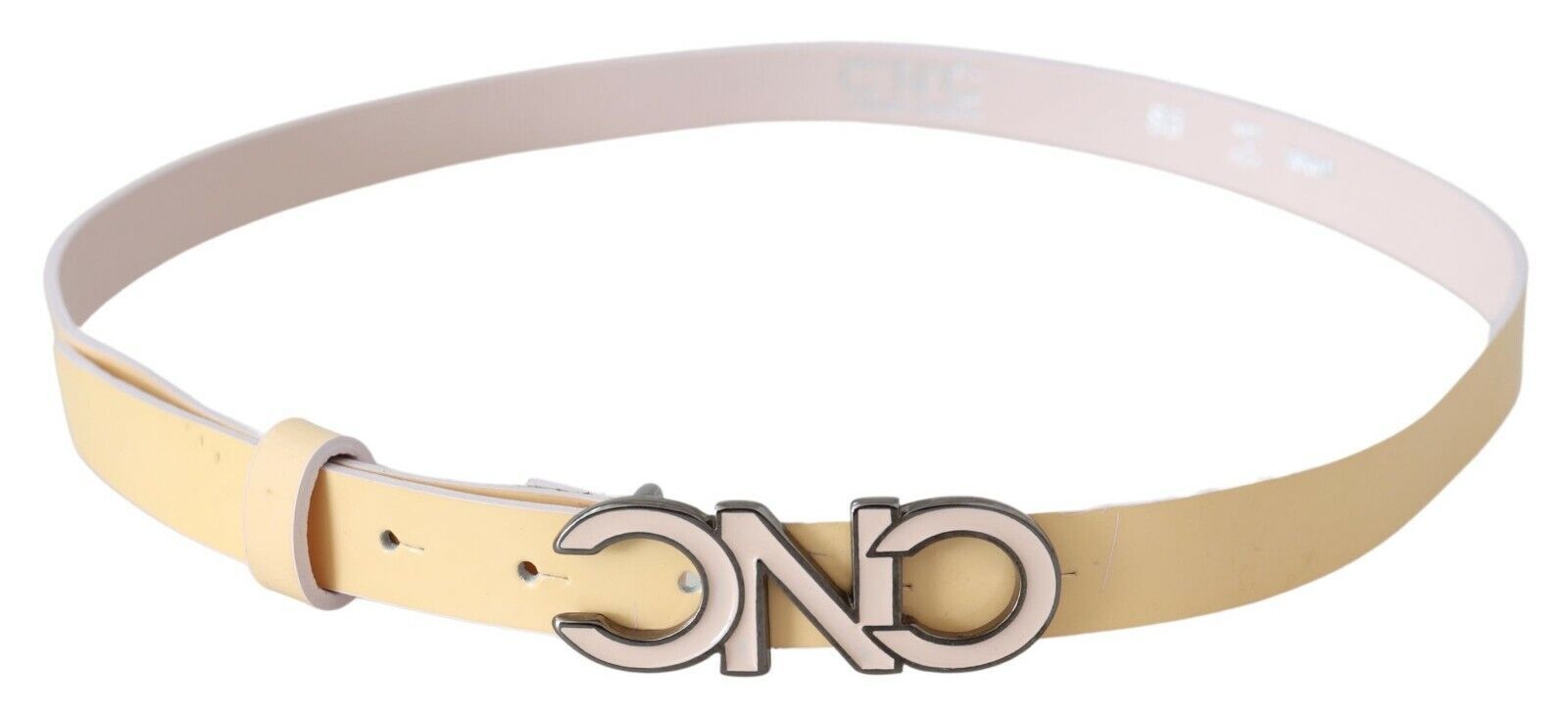 Costume National Chic Beige Logo Leather Belt - ACCEXO