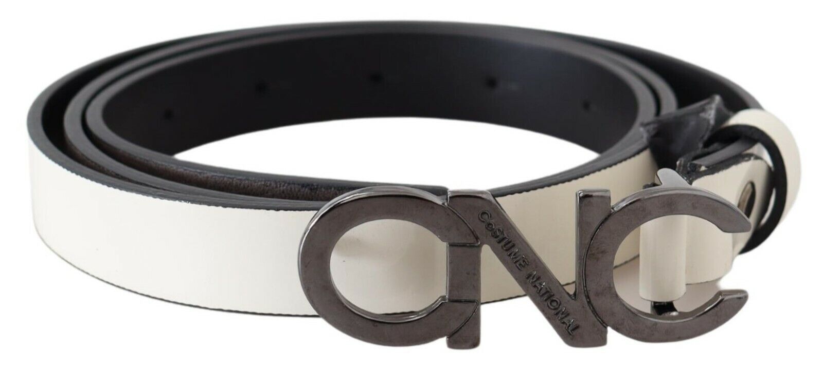 Costume National Metallic Gray Italian Leather Fashion Belt - ACCEXO
