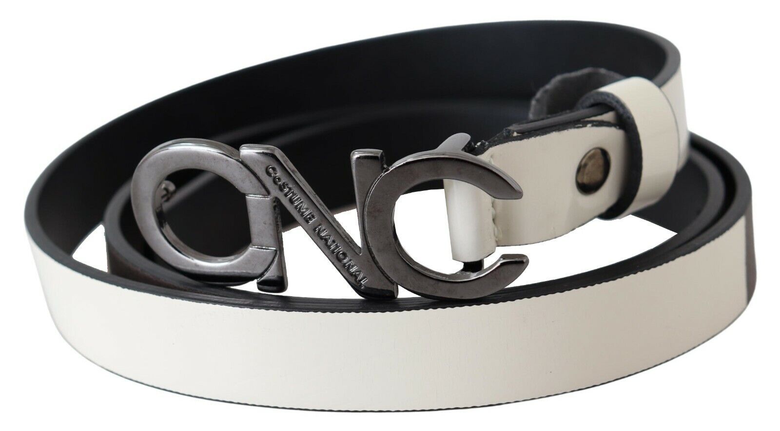 Costume National Metallic Gray Italian Leather Fashion Belt - ACCEXO