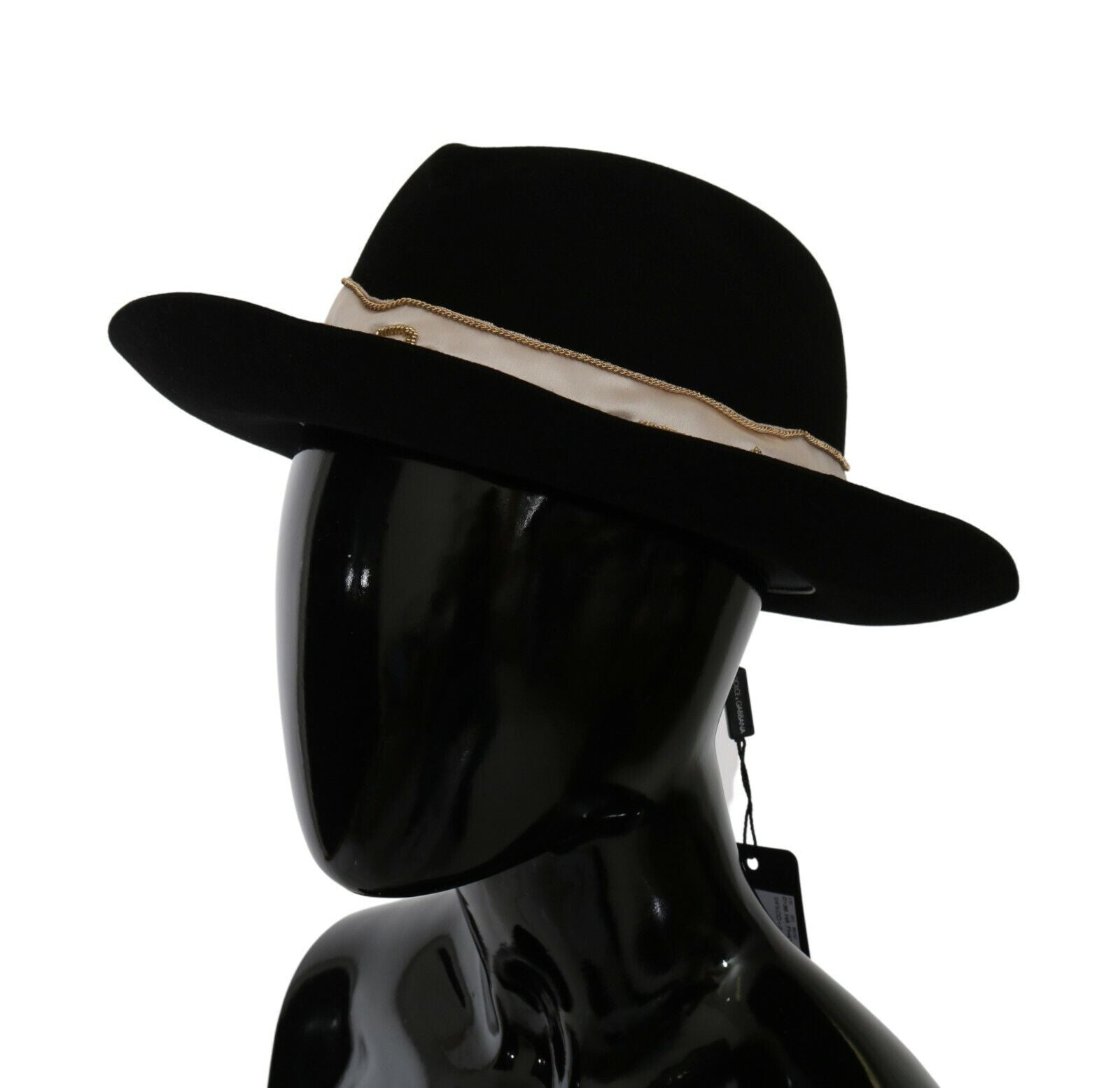 Dolce & Gabbana Elegant Black Lapin Wide Brim Panama Hat - ACCEXO