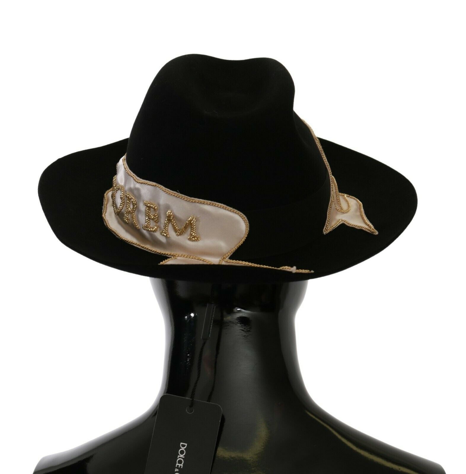 Dolce & Gabbana Elegant Black Lapin Wide Brim Panama Hat - ACCEXO