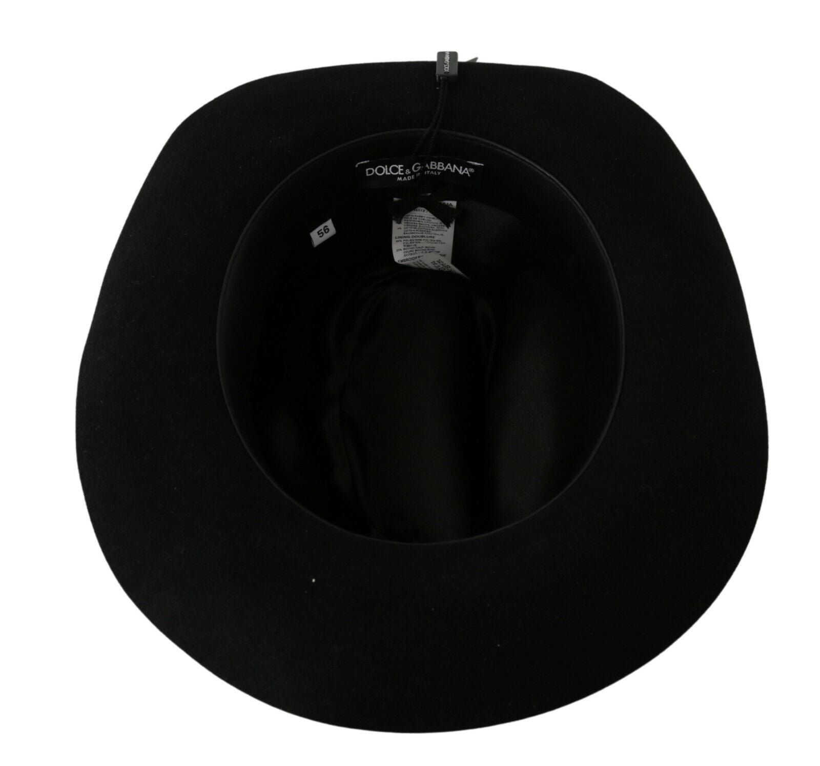 Dolce & Gabbana Elegant Black Lapin Wide Brim Panama Hat - ACCEXO