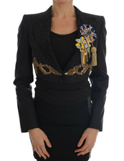 Dolce & Gabbana Black Crystal Fairy Tale Blazer Jacket