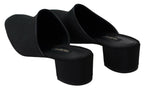 Dolce & Gabbana Chic Black Grosgrain Slide Sandals - ACCEXO