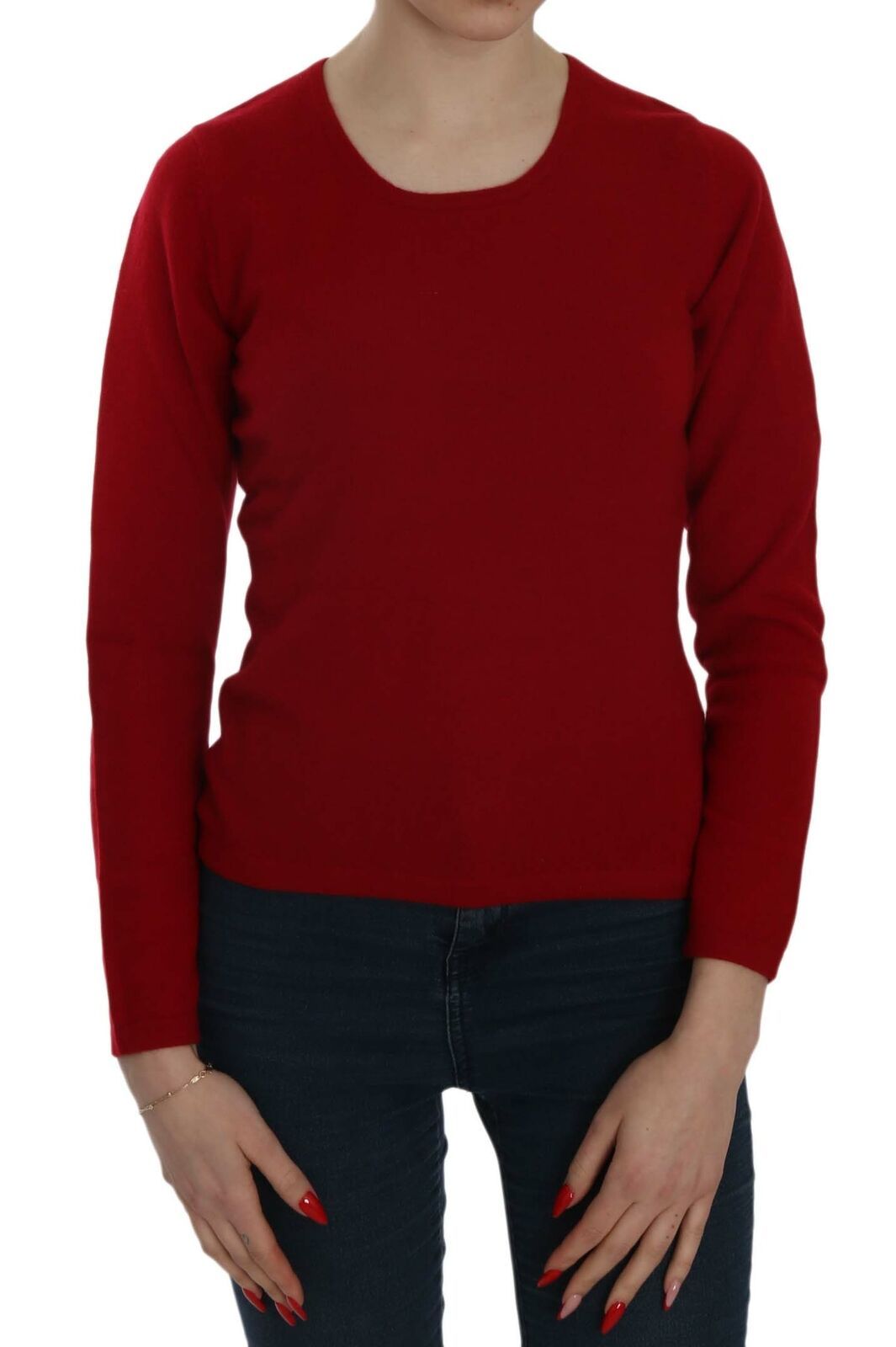 MILA SCHÖN Red Round Neck Pullover Cashmere Sweater - ACCEXO