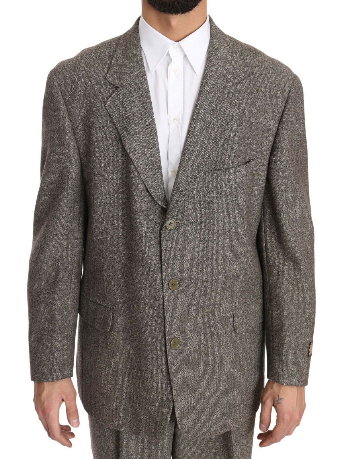 Fendi Elegant Light Brown Wool Men's Suit - ACCEXO
