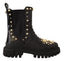 Dolce & Gabbana Studded Leather Combat Boots with Embroidery - ACCEXO