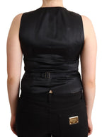 Dolce & Gabbana Elegant Black Vest Top with Button Detail - ACCEXO