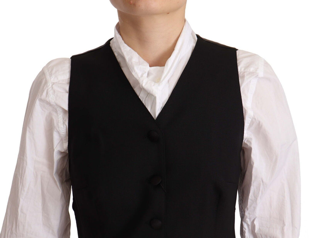 Dolce & Gabbana Elegant Black Wool Blend Waistcoat - ACCEXO