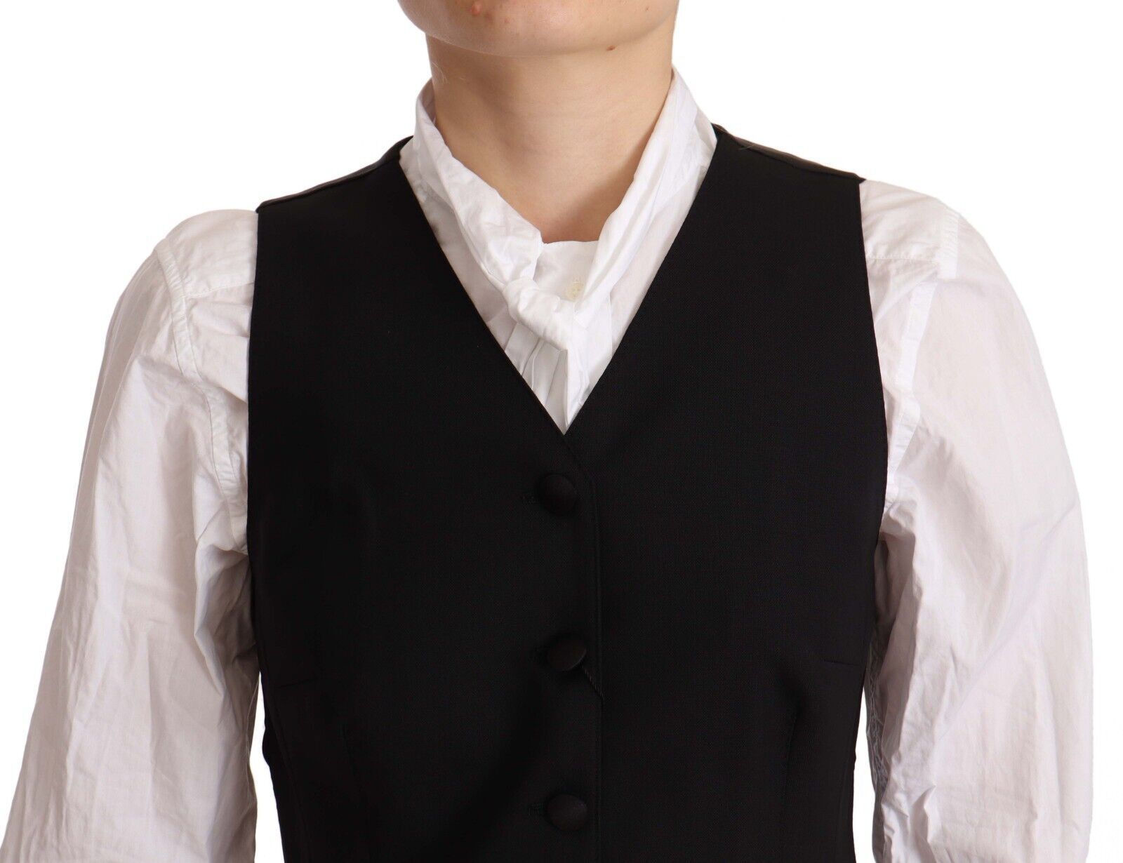 Dolce & Gabbana Elegant Black Wool Blend Waistcoat - ACCEXO