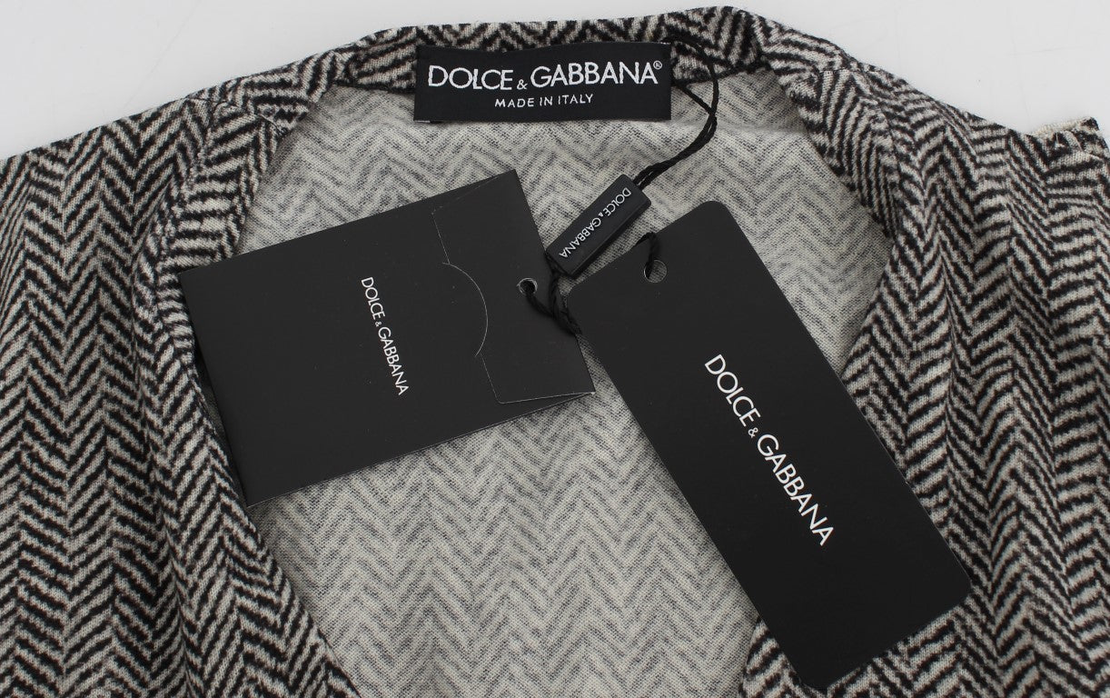 Dolce & Gabbana Elegant Black and White Wool Cardigan - ACCEXO