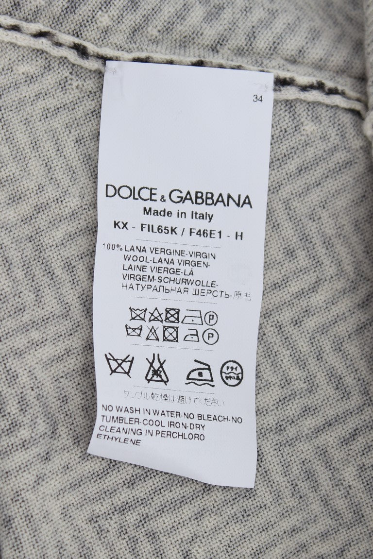 Dolce & Gabbana Elegant Black and White Wool Cardigan - ACCEXO