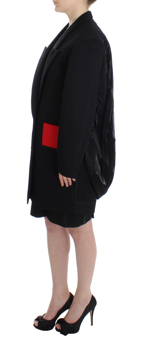 KAALE SUKTAE Black Coat Trench Long Draped Jacket Blazer - ACCEXO