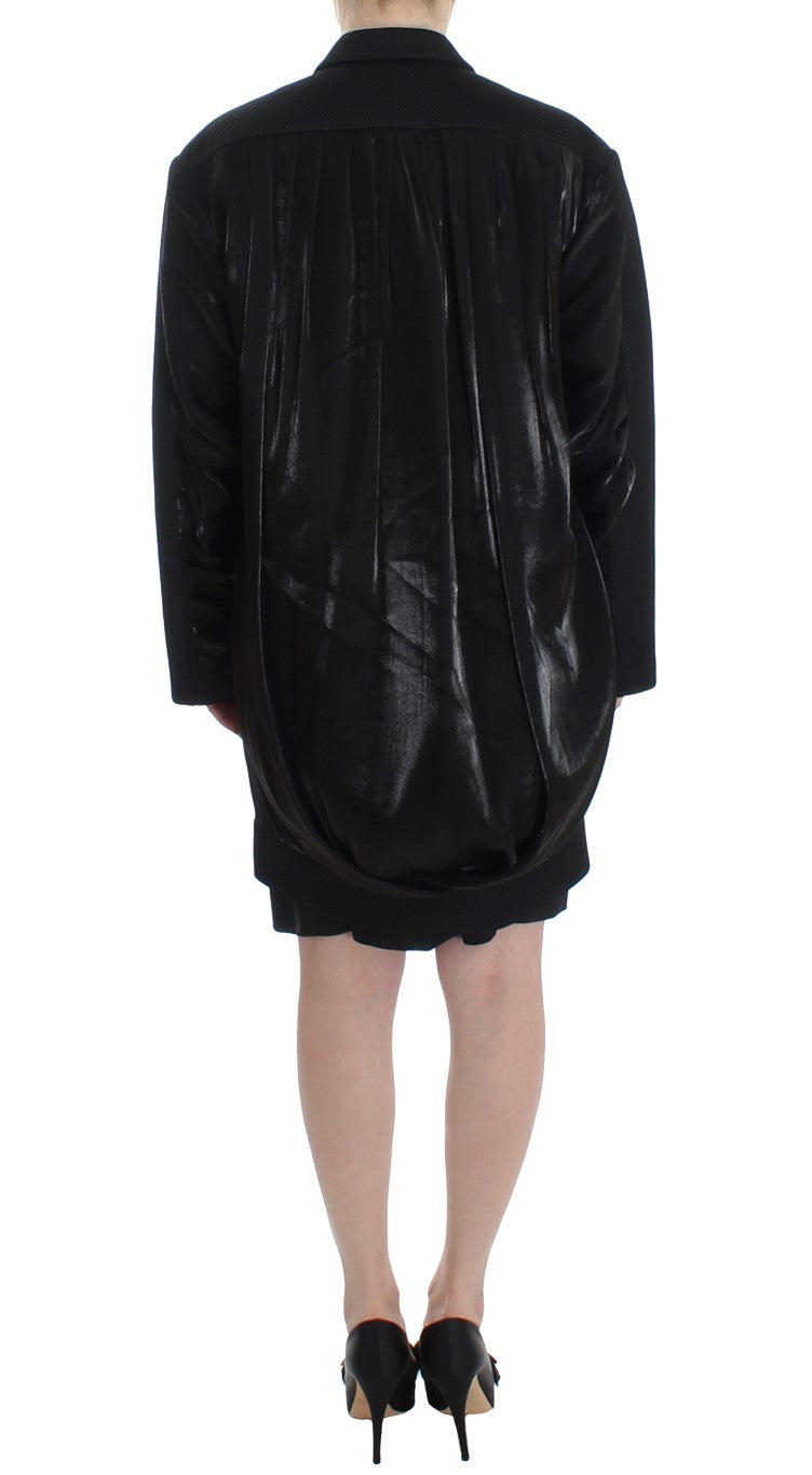 KAALE SUKTAE Black Coat Trench Long Draped Jacket Blazer - ACCEXO