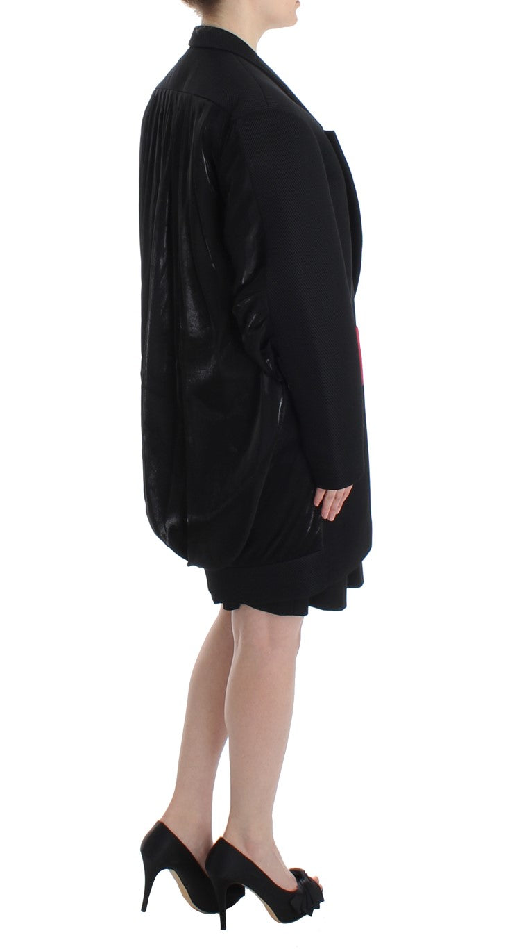 KAALE SUKTAE Black Coat Trench Long Draped Jacket Blazer - ACCEXO