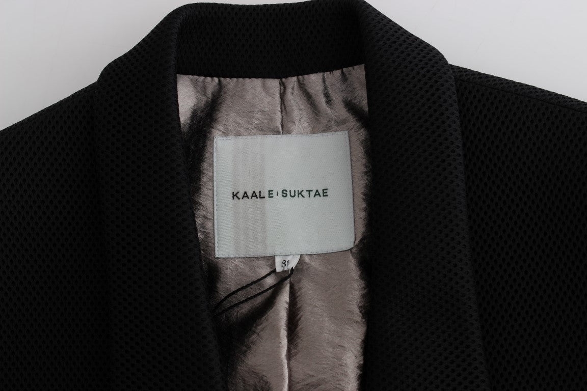 KAALE SUKTAE Black Coat Trench Long Draped Jacket Blazer - ACCEXO