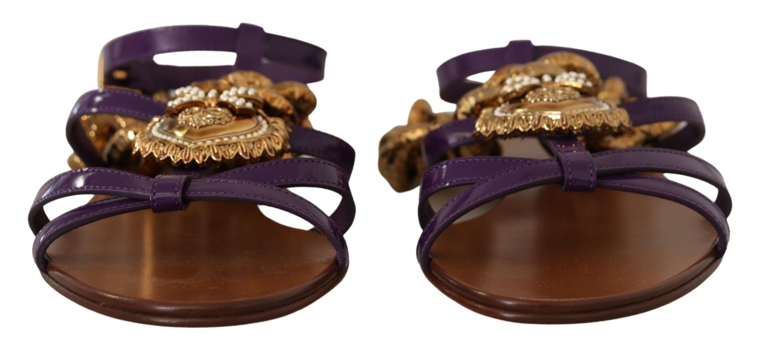 Dolce & Gabbana Purple Heart Chain Gladiator Flats - ACCEXO