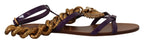 Dolce & Gabbana Purple Heart Chain Gladiator Flats - ACCEXO