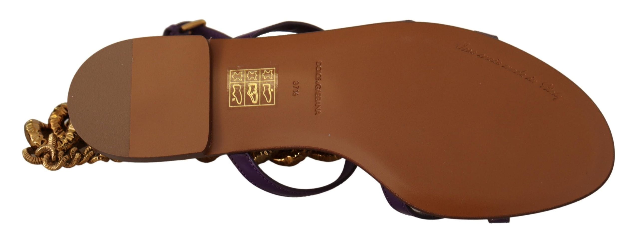 Dolce & Gabbana Purple Heart Chain Gladiator Flats - ACCEXO