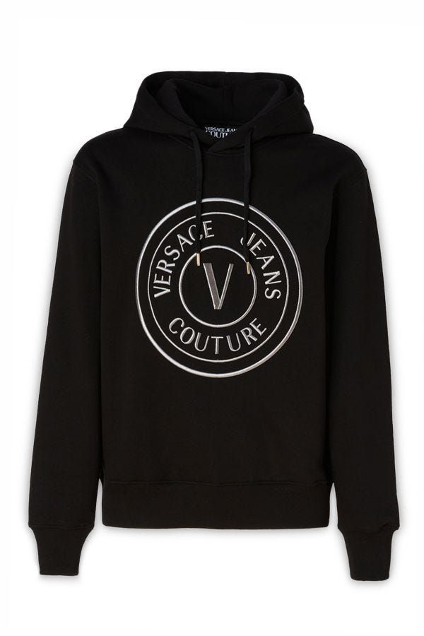 Versace Jeans Stunning Hooded Black Cotton Sweatshirt - ACCEXO