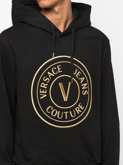 Versace Jeans Chic Black Hooded Sweatshirt - ACCEXO