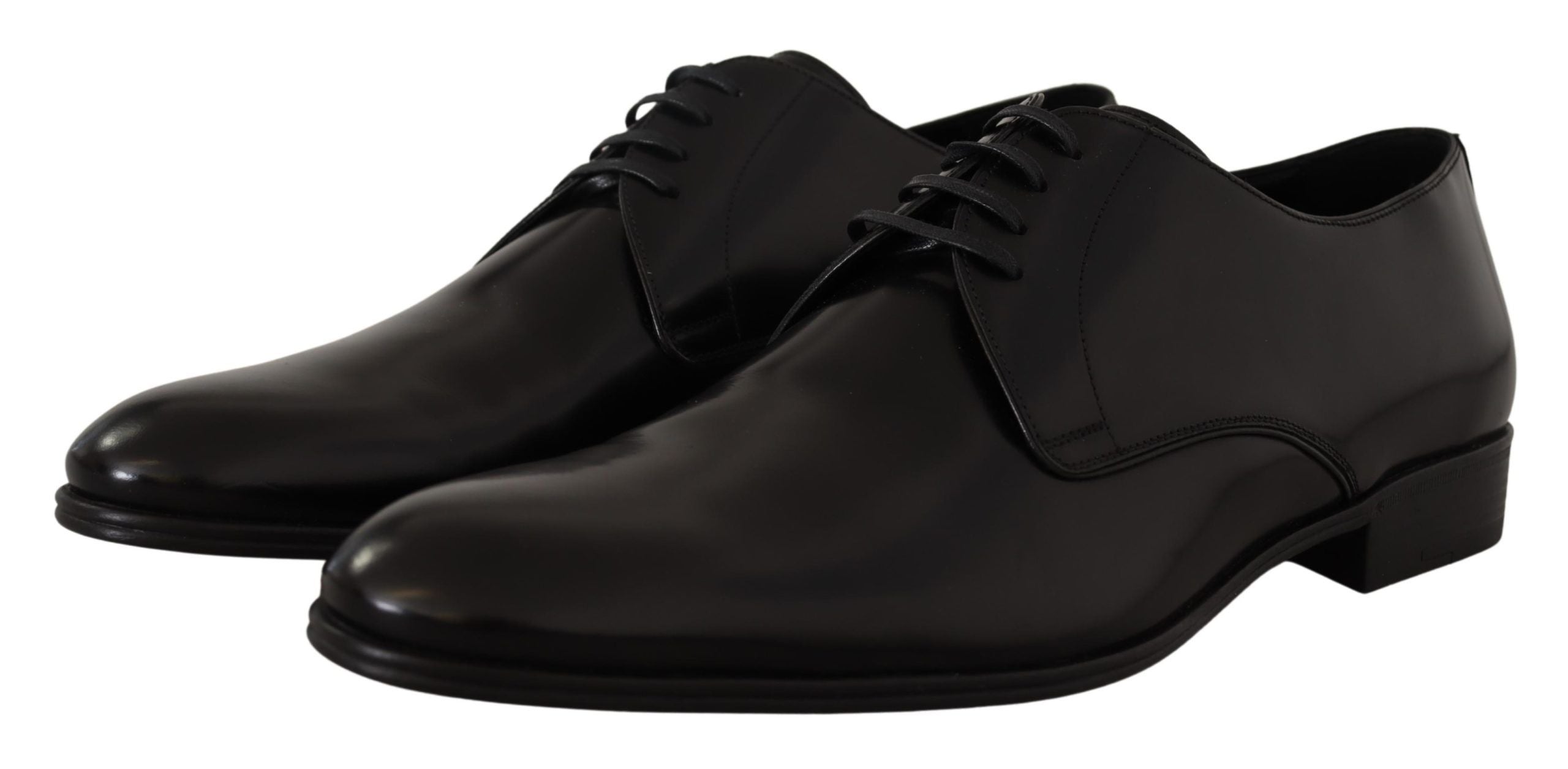 Dolce & Gabbana Elegant Black Leather Derby Shoes - ACCEXO