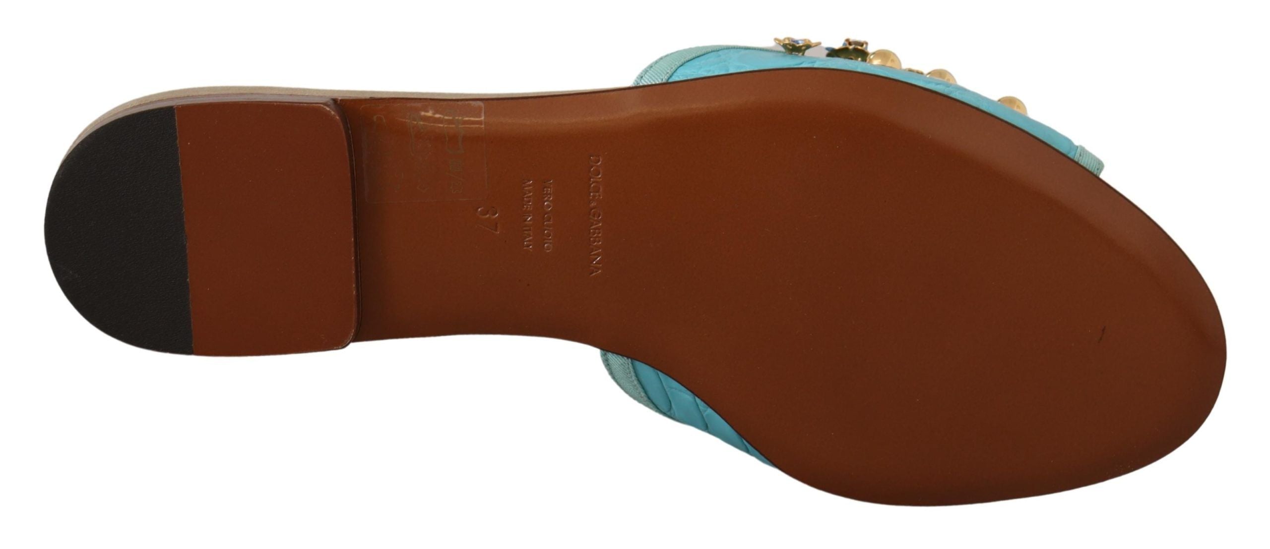 Dolce & Gabbana Exquisite Crystal-Embellished Exotic Leather Sandals - ACCEXO