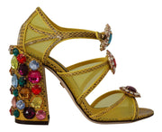 Dolce & Gabbana Stunning Crystal-Embellished Yellow Leather Sandals - ACCEXO