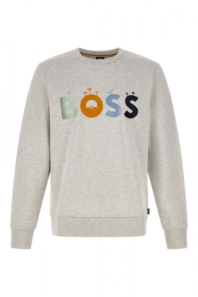 Hugo Boss Grey Cotton Logo Details Sweatshirt for Men