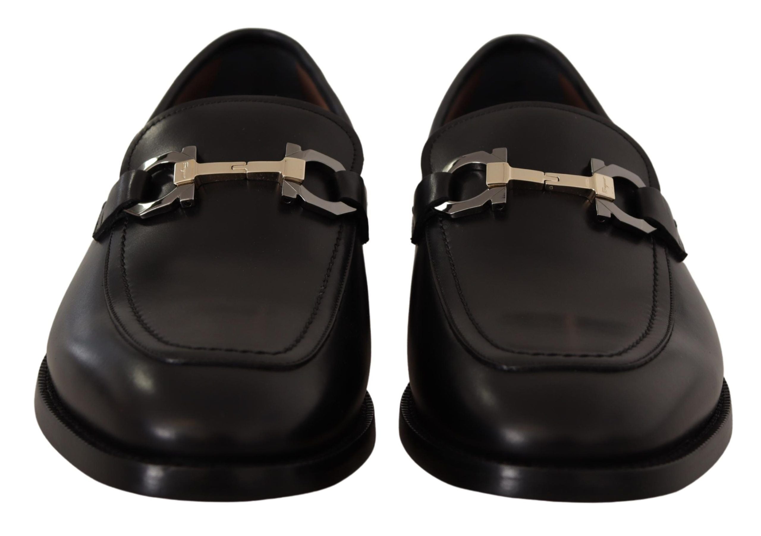 Salvatore Ferragamo Suave Black Leather Gancio Bit Loafers - ACCEXO