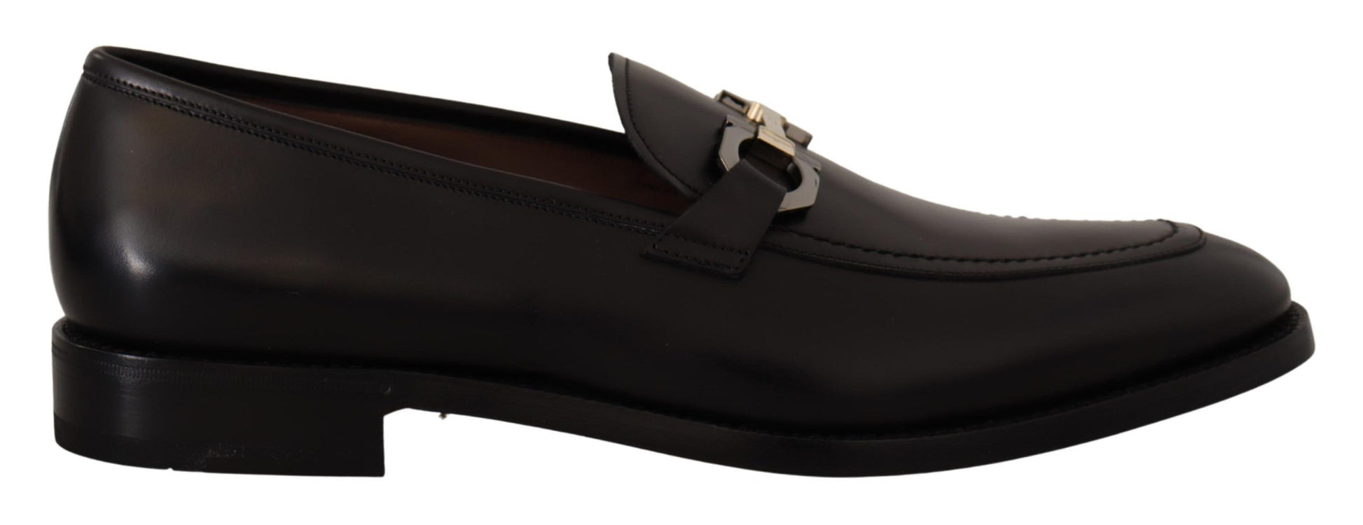 Salvatore Ferragamo Suave Black Leather Gancio Bit Loafers - ACCEXO