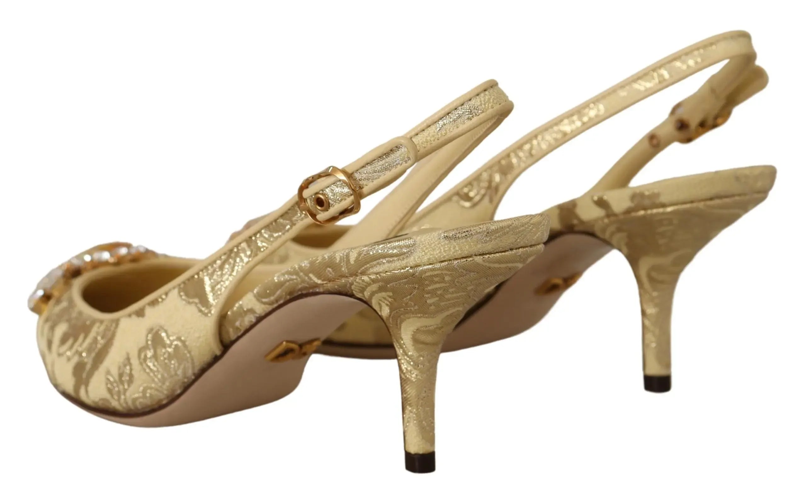 Dolce & Gabbana Gold Crystal Slingbacks Pumps Heels Shoes Secondary image