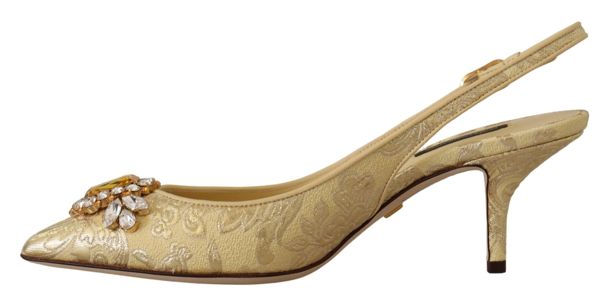 Dolce & Gabbana Gleaming Gold Crystal Slingback Heels - ACCEXO
