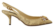 Dolce & Gabbana Gleaming Gold Crystal Slingback Heels - ACCEXO