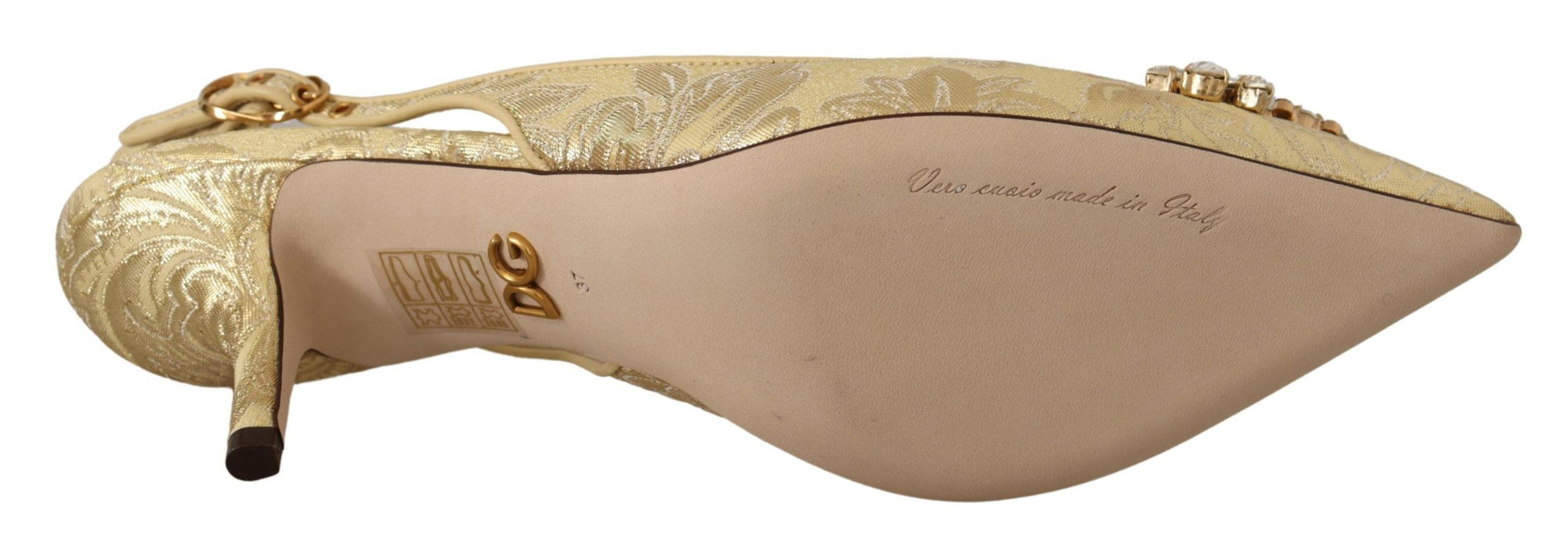Dolce & Gabbana Gleaming Gold Crystal Slingback Heels - ACCEXO