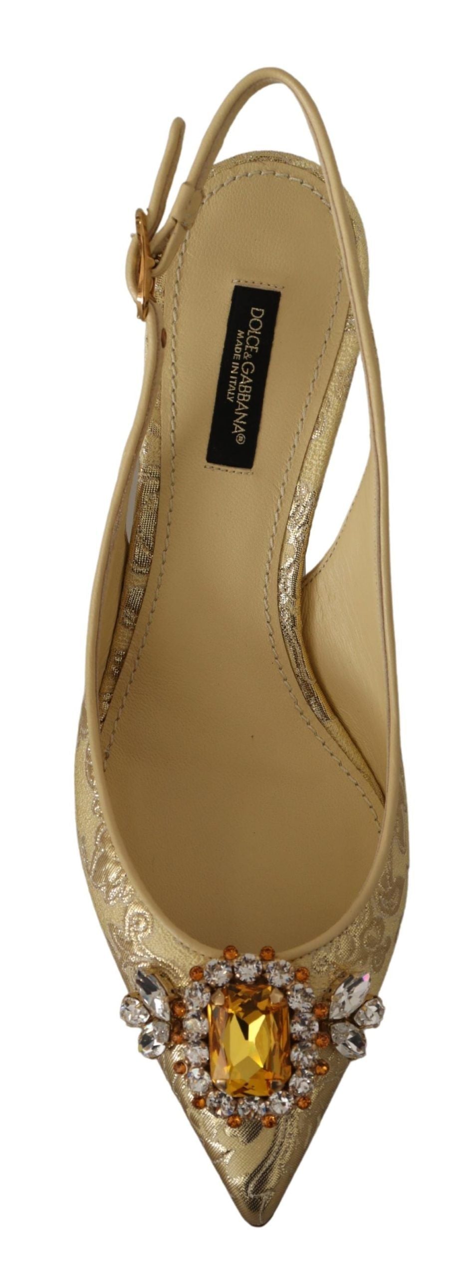 Dolce & Gabbana Gleaming Gold Crystal Slingback Heels - ACCEXO