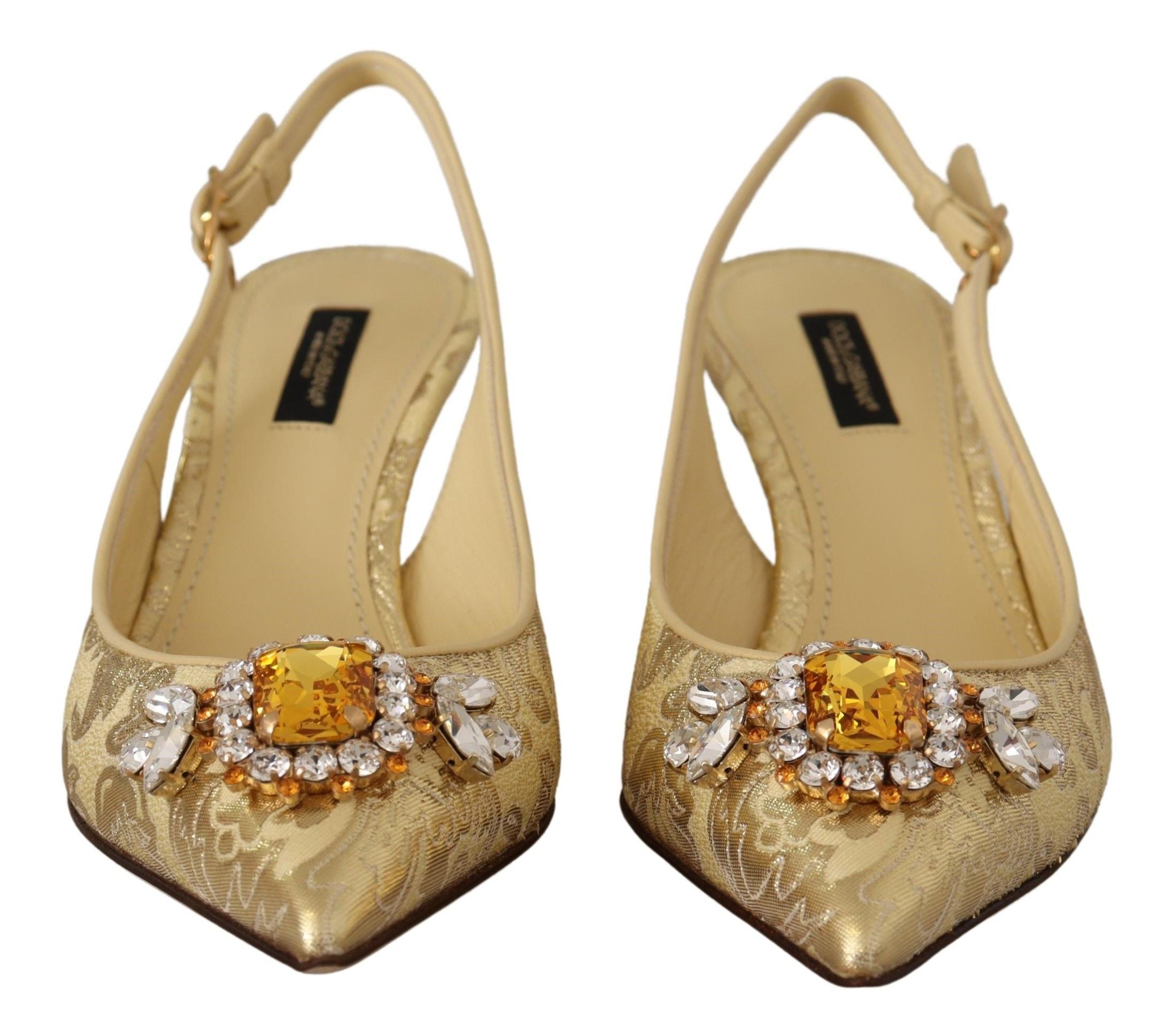 Dolce & Gabbana Gleaming Gold Crystal Slingback Heels - ACCEXO
