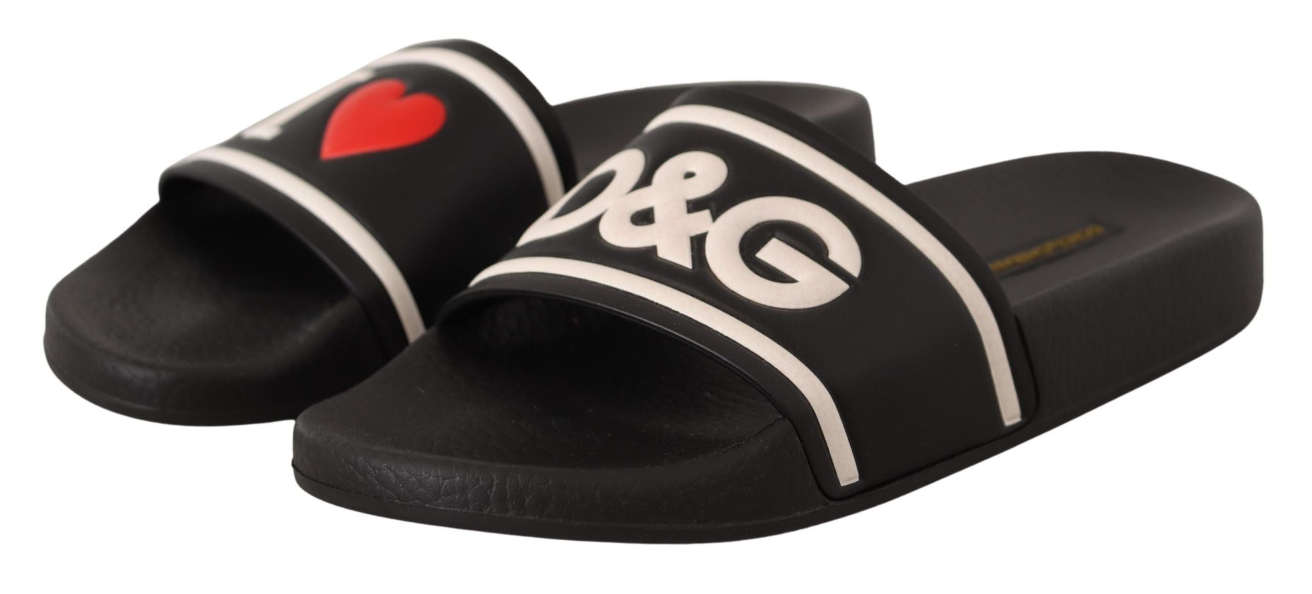 Dolce & Gabbana Elegant Black Leather Slide Sandals for Her - ACCEXO