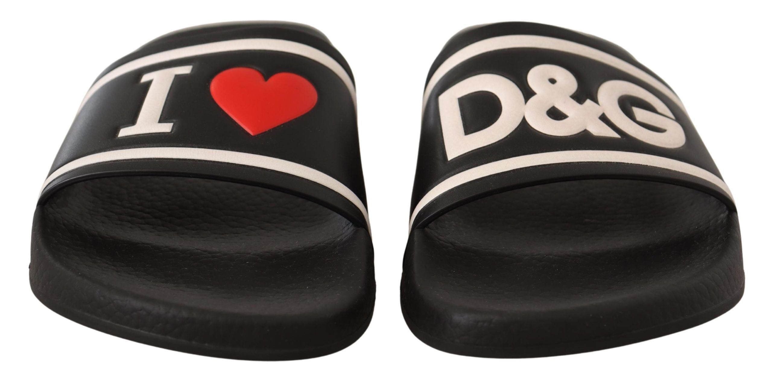 Dolce & Gabbana Elegant Black Leather Slide Sandals for Her - ACCEXO