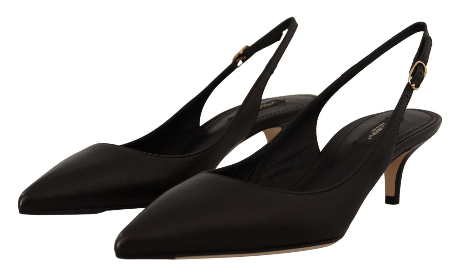Dolce & Gabbana Elegant Black Leather Slingbacks Heels - ACCEXO